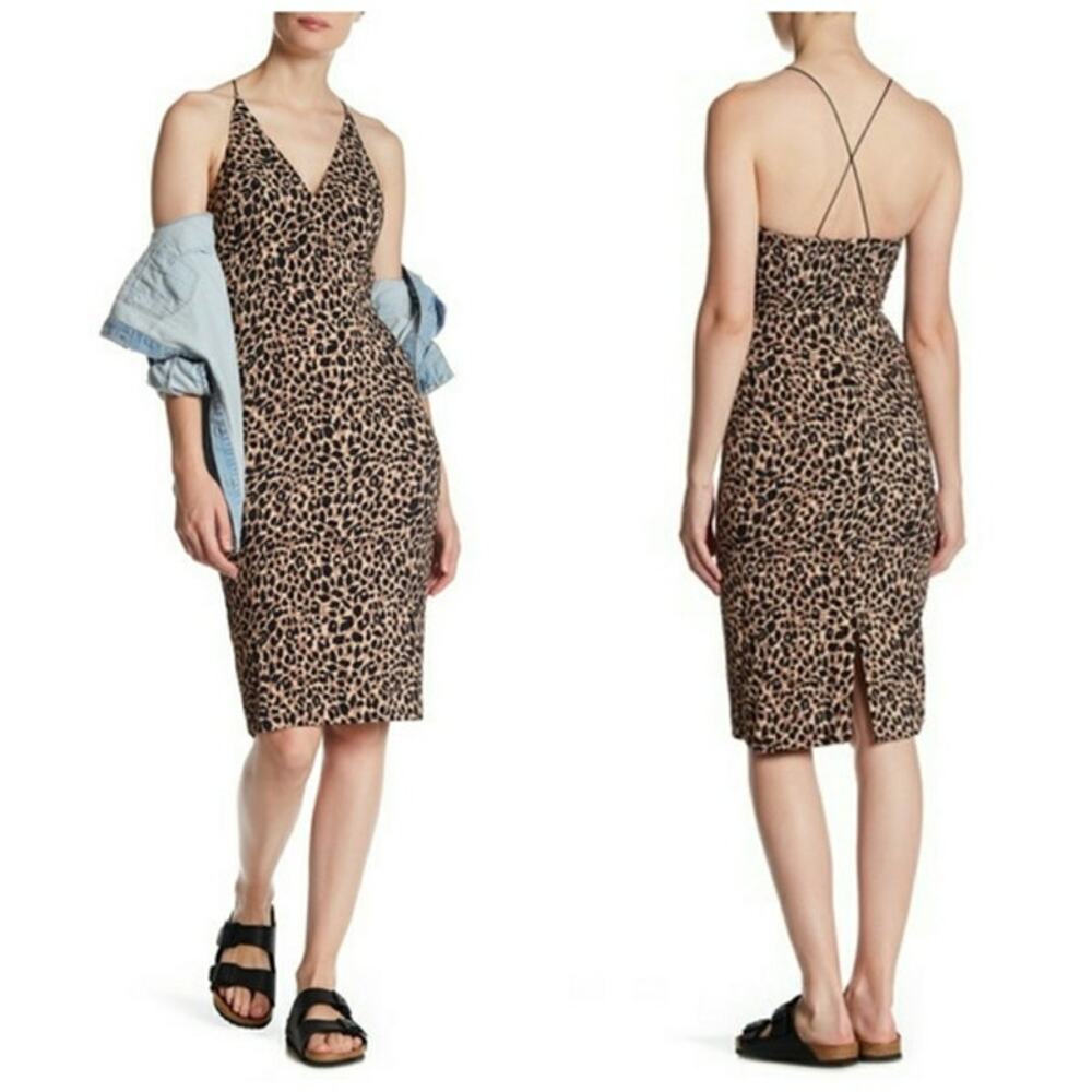 NWT Topshop Leopard Print Criss Cross Dress US 2